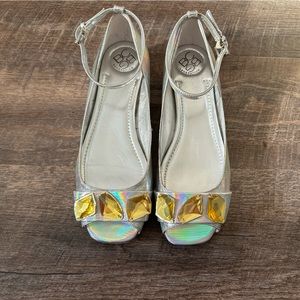 BCBG Generation Silver Metallic Beaded Flats